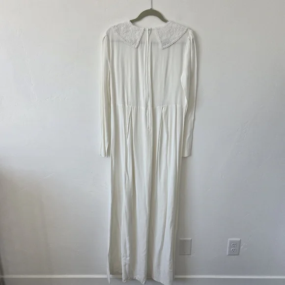 Handmade White Maxi Dress Lace Church Modest Temple Boho Grandmacore Large - Picture 7 of 8